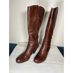 BOC Born Brown Leather Knee High Riding Boots Heels Equestrian Western Size 8.5